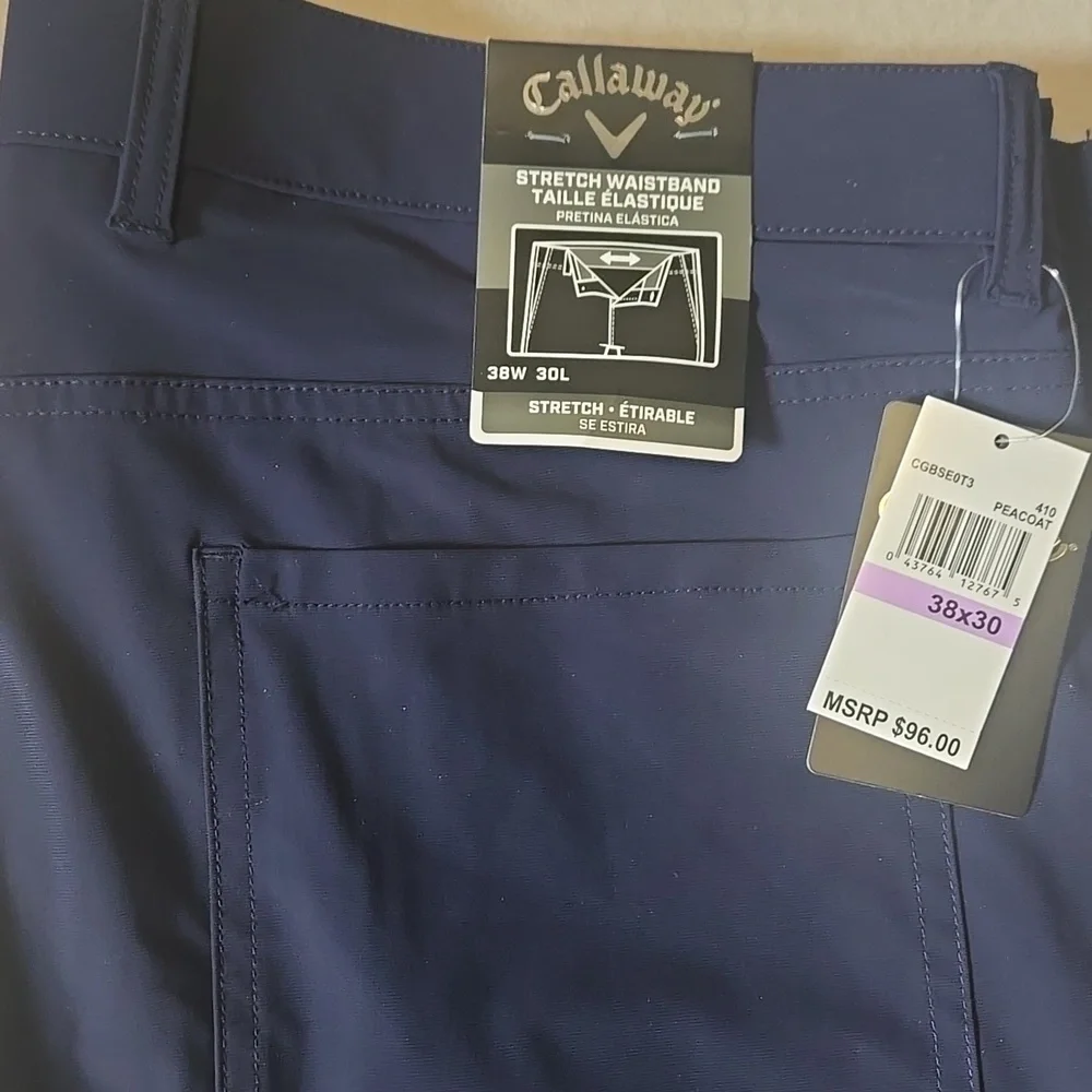 NWT Callaway Pants 38x30 (40x29) Stretch Waistband Opti-Dri Golf Performance - Picture 6 of 6